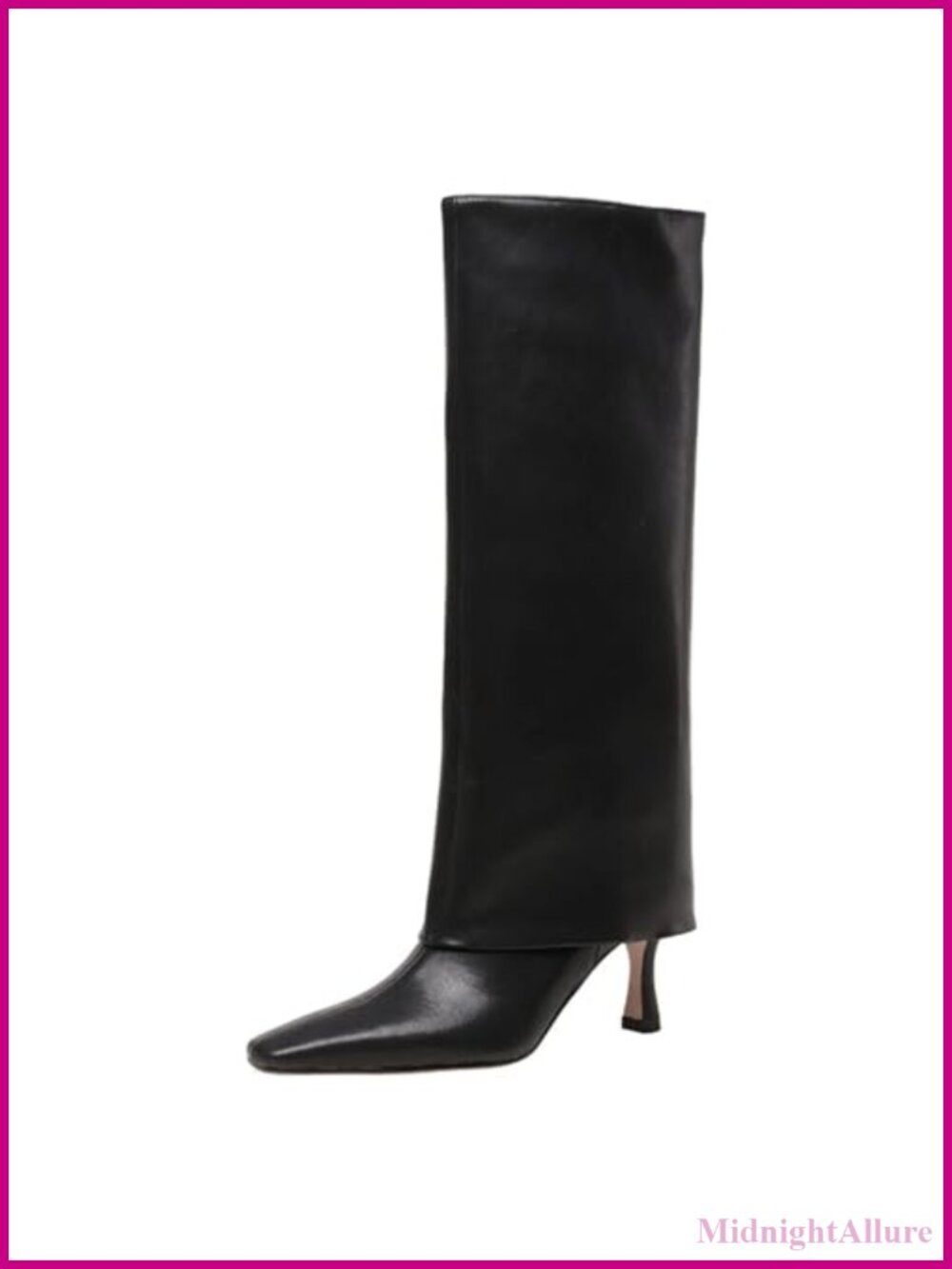 Goolita Women's Stiletto Heel Knee High Boots Square Toe Slip On PU Leather